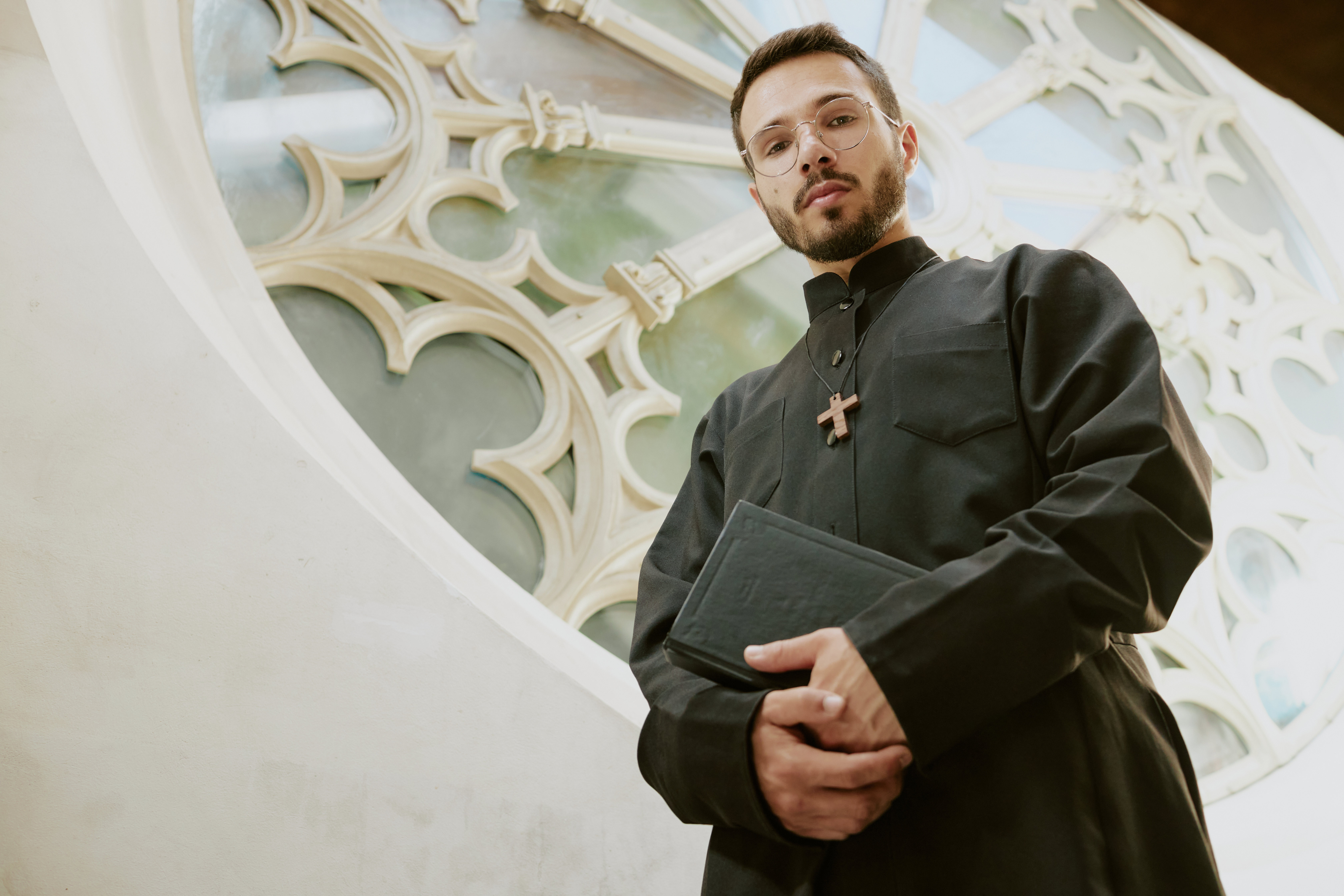 Seminarian studying Scripture in chapel